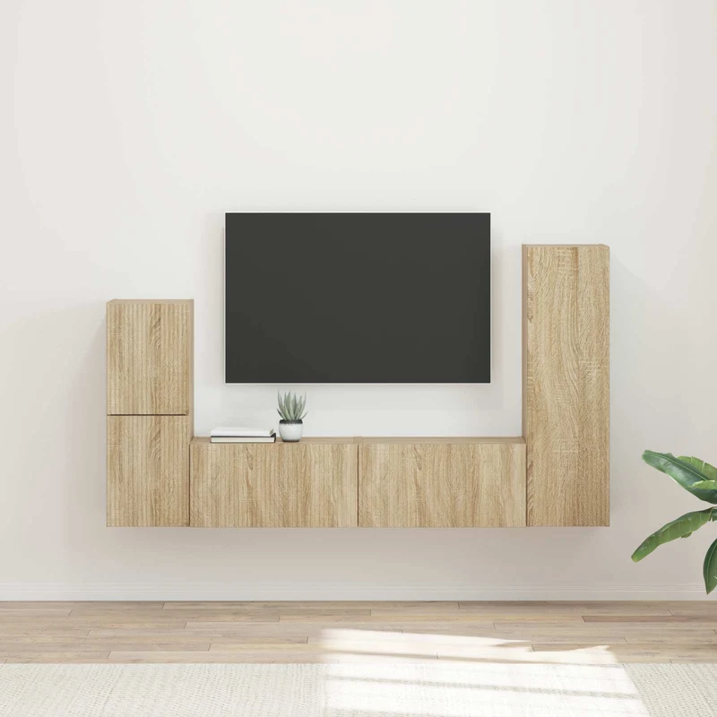 TV Cabinet Set 4 pcs Sonoma Oak Engineered Wood