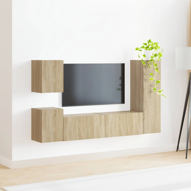 TV Cabinet Set 4 pcs Sonoma Oak Engineered Wood