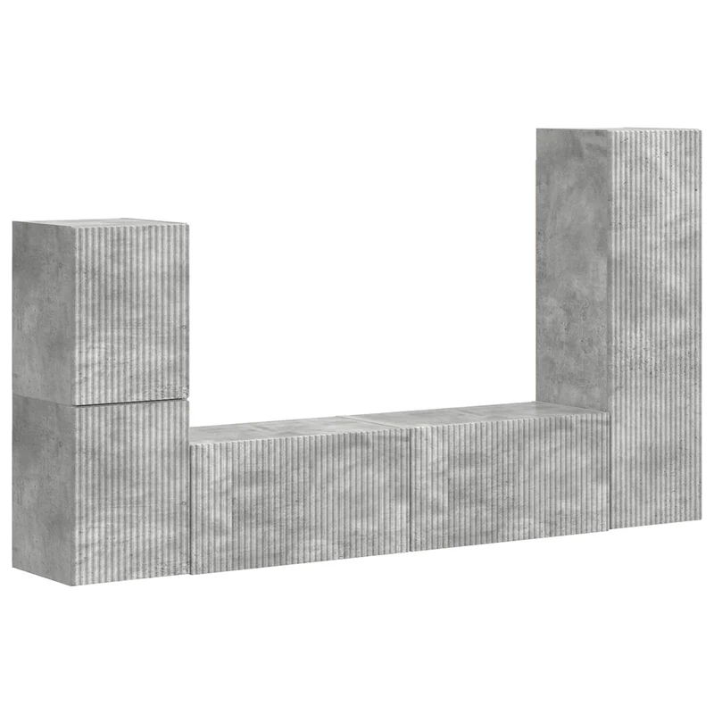 TV Cabinet Set 4 pcs Concrete Grey Engineered Wood