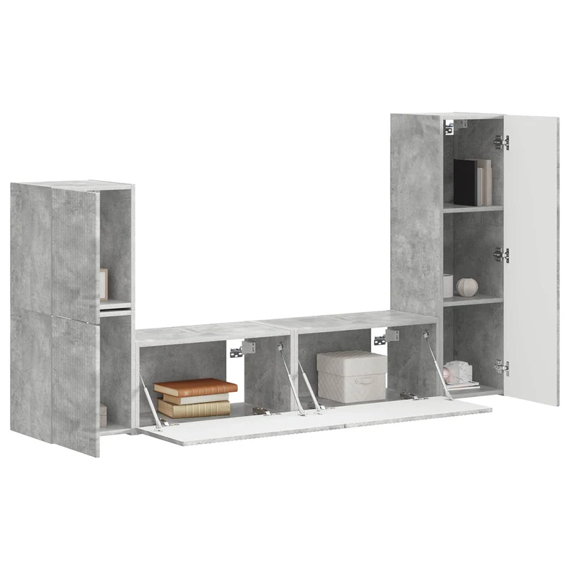 TV Cabinet Set 4 pcs Concrete Grey Engineered Wood