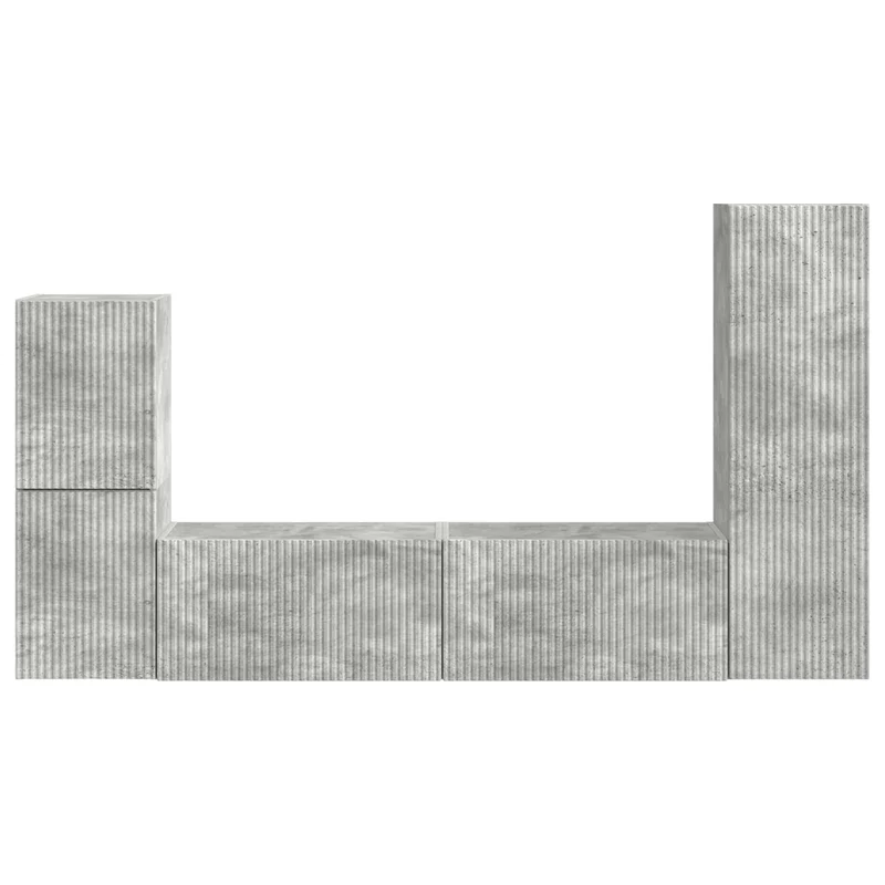 TV Cabinet Set 4 pcs Concrete Grey Engineered Wood