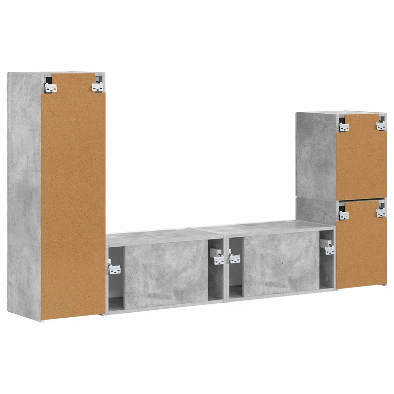 TV Cabinet Set 4 pcs Concrete Grey Engineered Wood