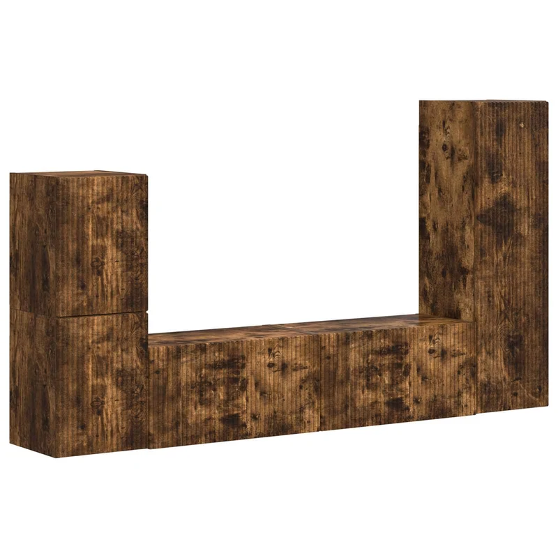 TV Cabinet Set 4 pcs Smoked Oak Engineered Wood