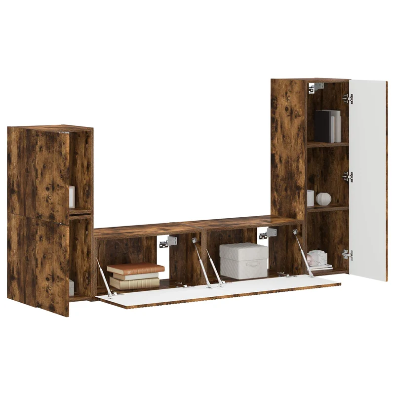 TV Cabinet Set 4 pcs Smoked Oak Engineered Wood