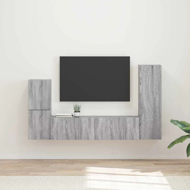 TV Cabinet Set 4 pcs Grey Sonoma Engineered Wood