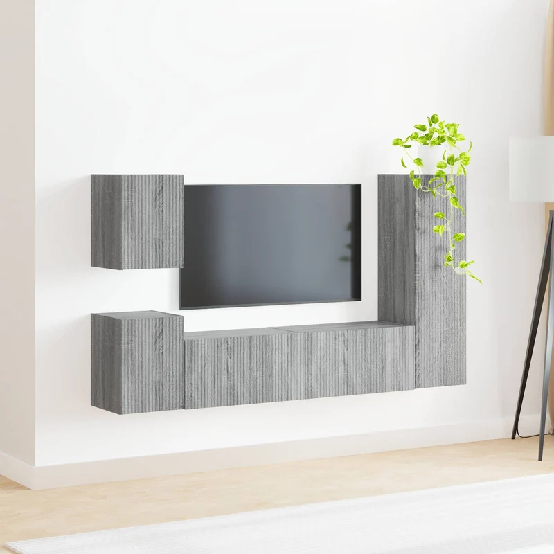 TV Cabinet Set 4 pcs Grey Sonoma Engineered Wood