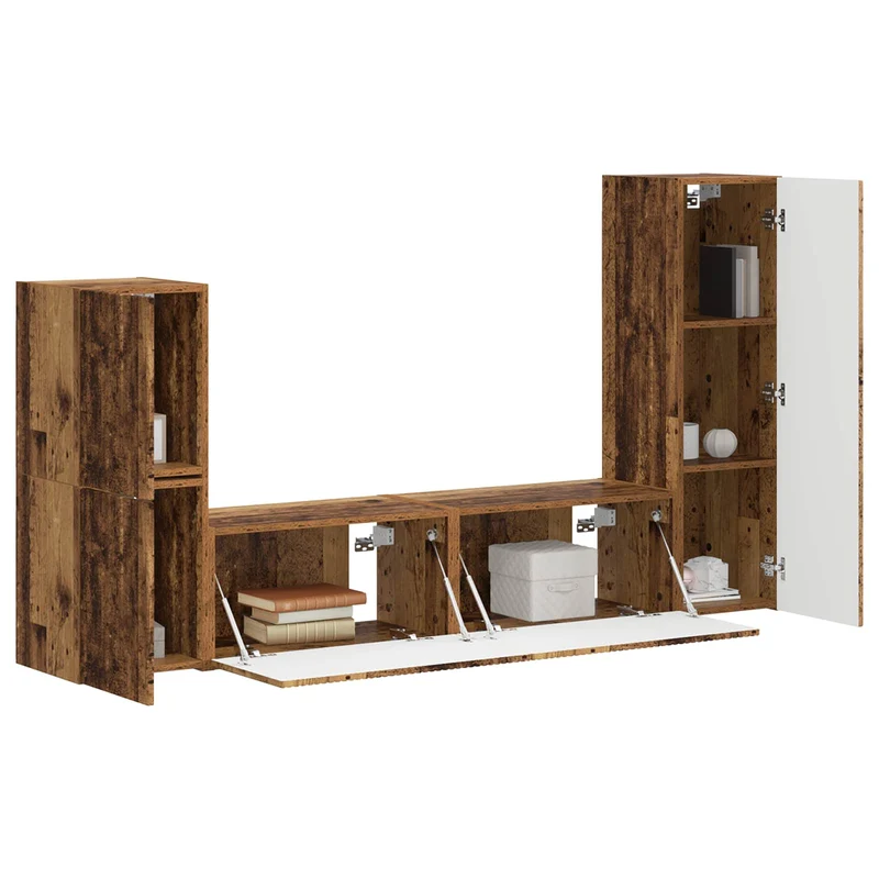 TV Cabinet Set 4 pcs Old Wood Engineered Wood