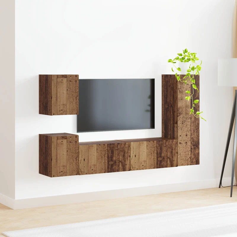 TV Cabinet Set 4 pcs Old Wood Engineered Wood