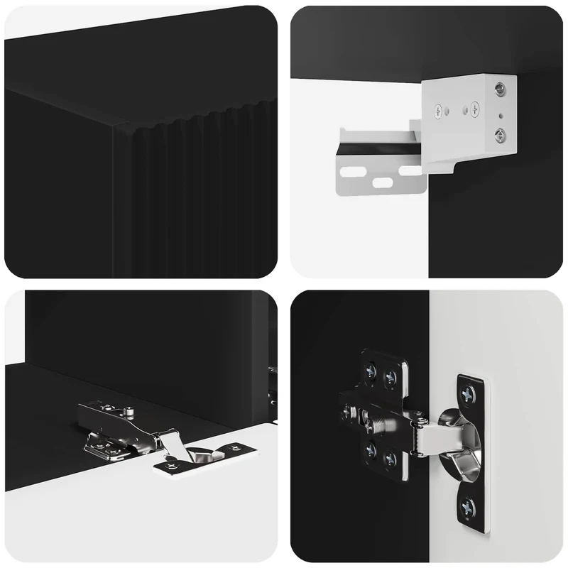 TV Cabinet Set 4 pcs Black Engineered Wood