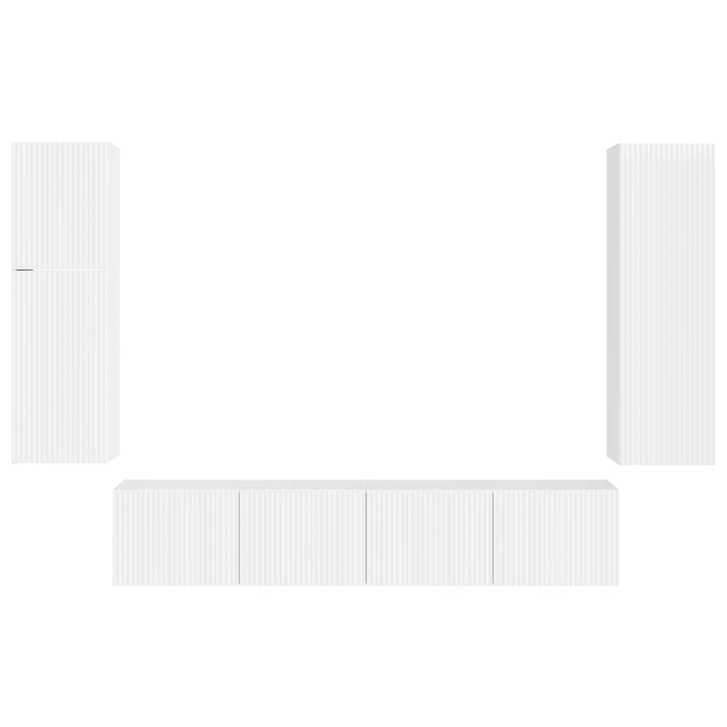 TV Cabinet Set 4 pcs High Gloss White Engineered Wood