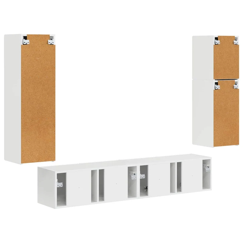 TV Cabinet Set 4 pcs High Gloss White Engineered Wood