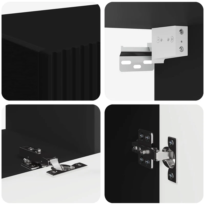 TV Cabinet Set 4 pcs Black Engineered Wood