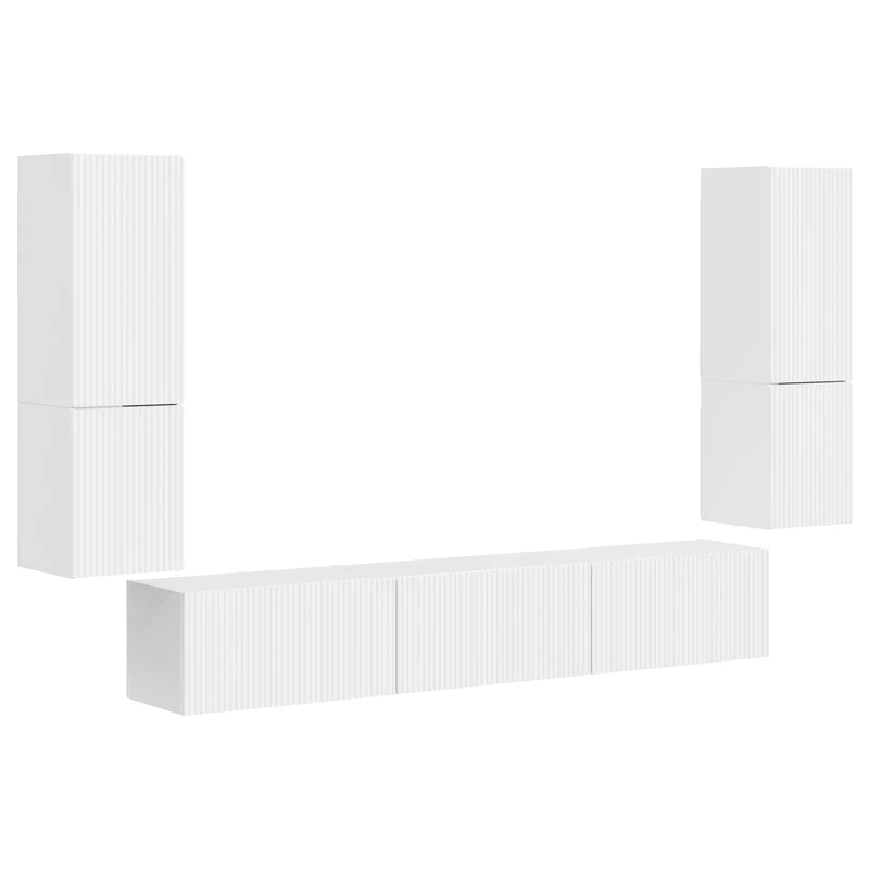 TV Cabinet Set 4 pcs High Gloss White Engineered Wood