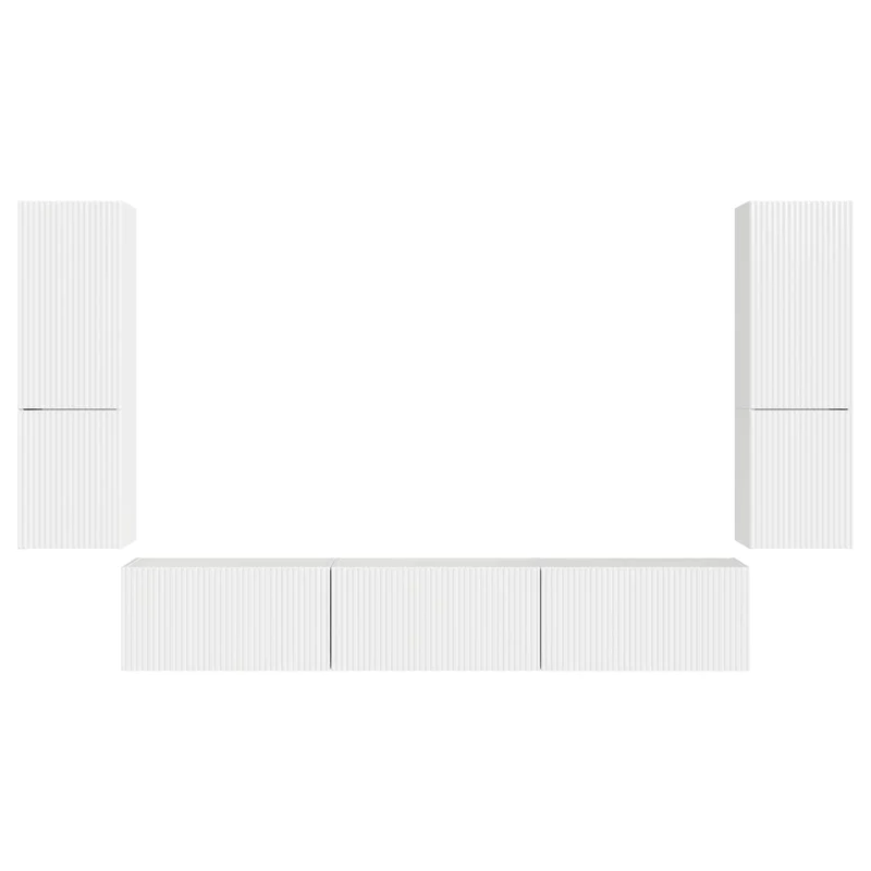 TV Cabinet Set 4 pcs High Gloss White Engineered Wood
