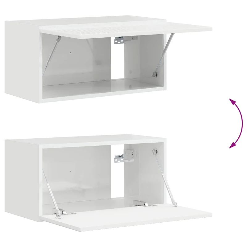 TV Cabinet Set 4 pcs High Gloss White Engineered Wood