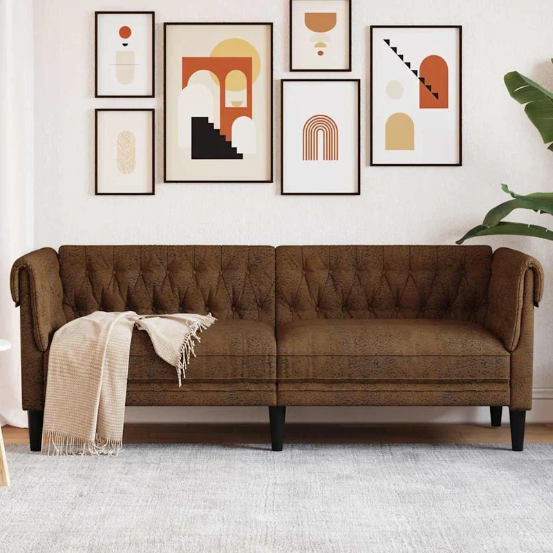 Sofa Brown 201.5 x 74.5 x 74.5 cm Polyester