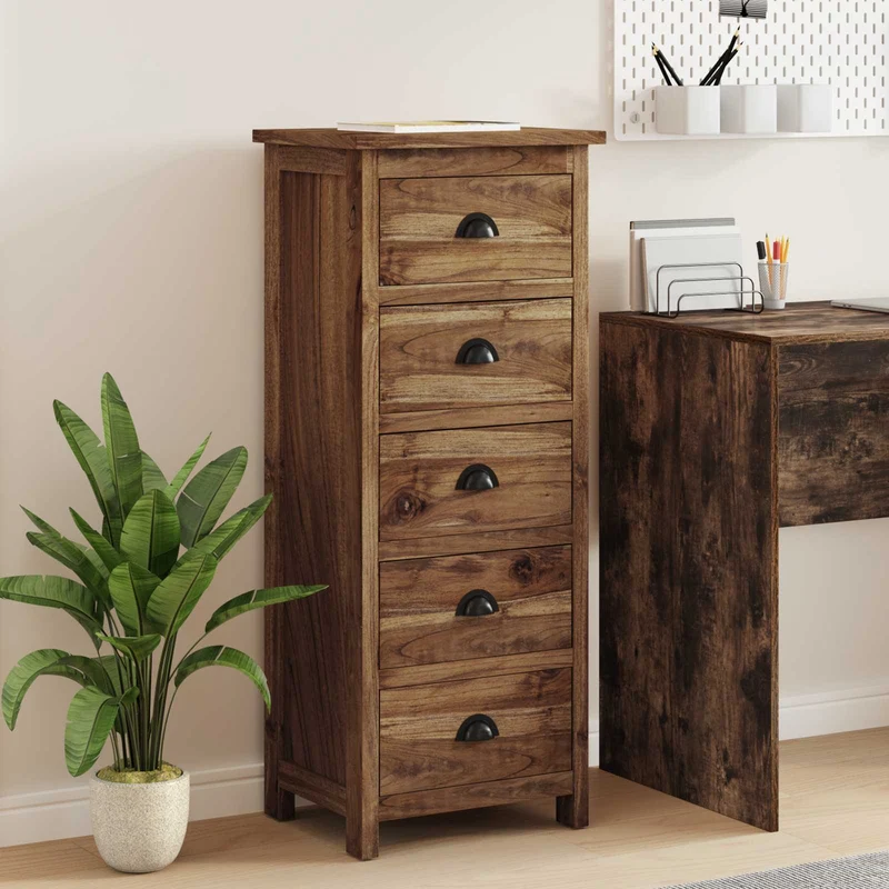 Chest of Drawers Natural 45 x 35 x 110 cm Solid Teak Wood
