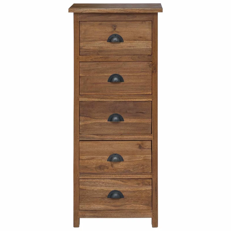 Chest of Drawers Natural 45 x 35 x 110 cm Solid Teak Wood
