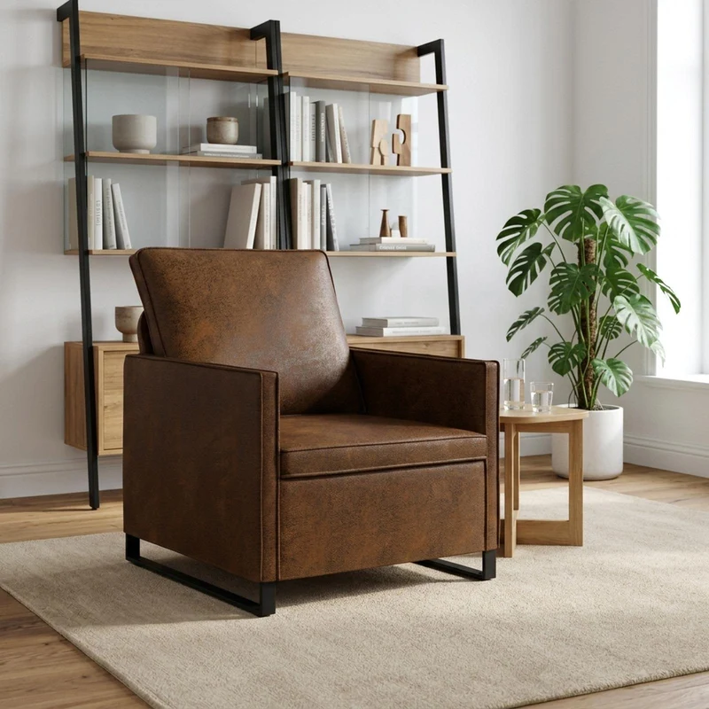 Armchair Brown 70 x 81 x 82 cm Faux Suede Fabric