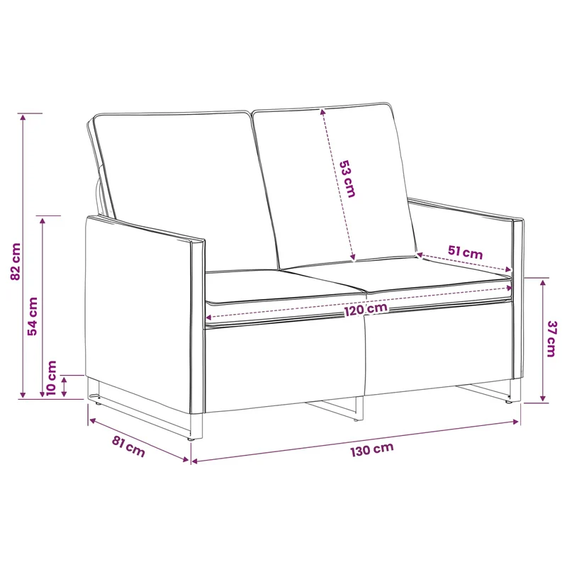 2 Seater Sofa Dark Grey 130 x 81 x 82 cm Faux Suede Fabric
