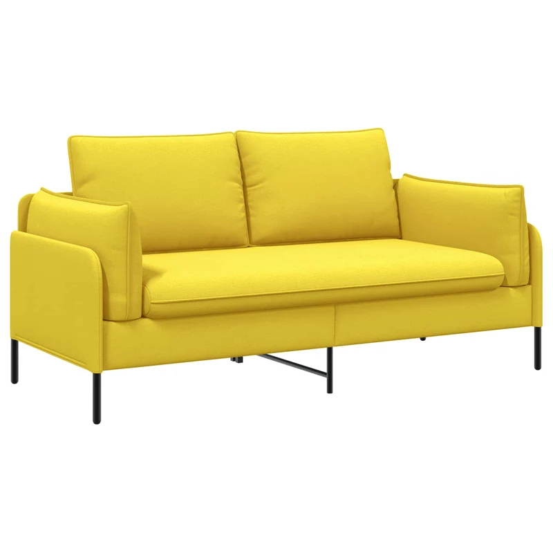 2-Seater Sofa Light Yellow 188 x 81 x 89 cm Fabric