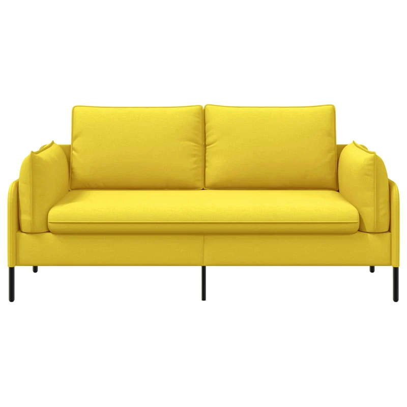 2-Seater Sofa Light Yellow 188 x 81 x 89 cm Fabric