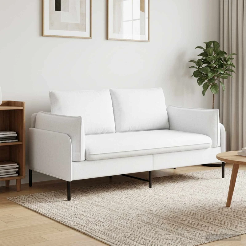 2-Seater Sofa White 188 x 81 x 89 cm Fabric