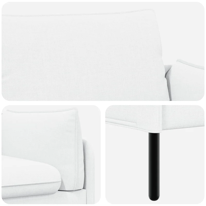 2-Seater Sofa White 188 x 81 x 89 cm Fabric