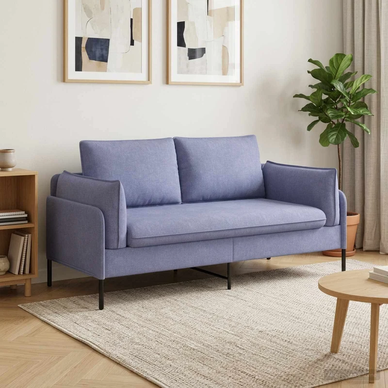 2-Seater Sofa Jeans Blue 188 x 81 x 89 cm Fabric