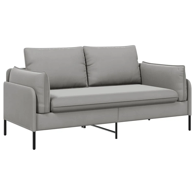 2-Seater Sofa 2-Seater Light Grey 188 x 81 x 89 cm Velvet