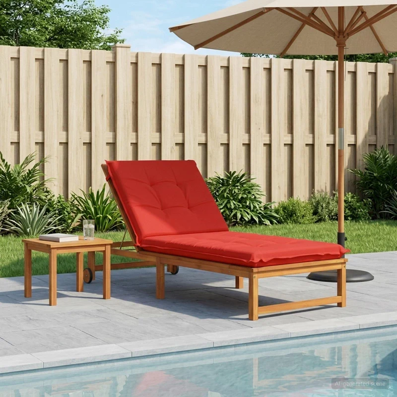 Sunlounger Cushion GEMERT 100% Polyester Red 190 x 90 x 9 cm