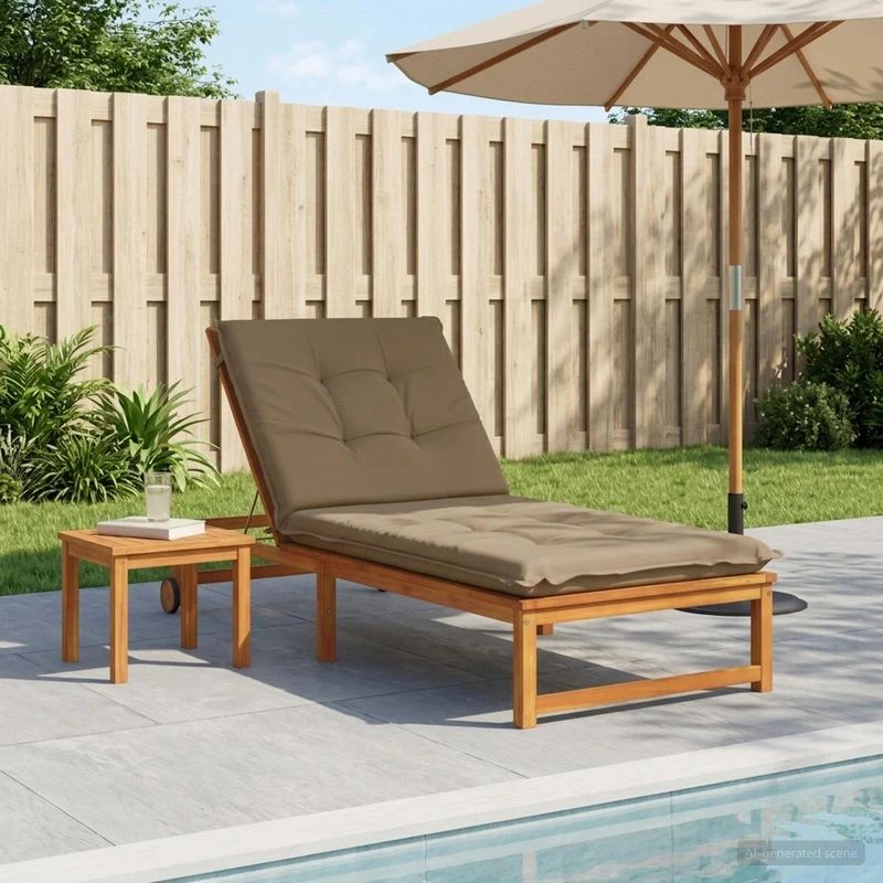 Sunlounger Cushion GEMERT 100% Polyester Taupe 190 x 90 x 9 cm