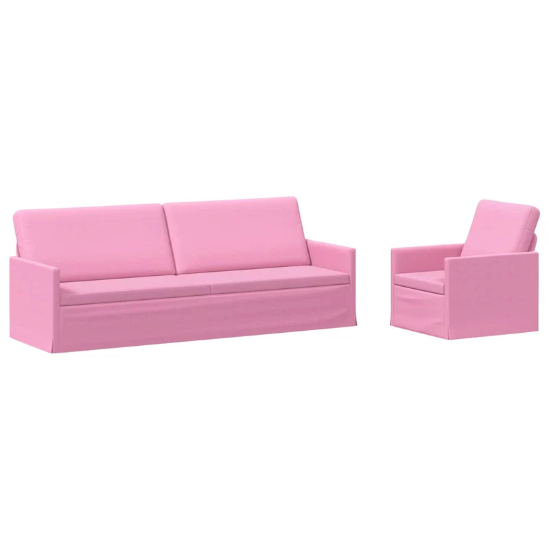 Sofa Set 2 pcs Pink Fabric
