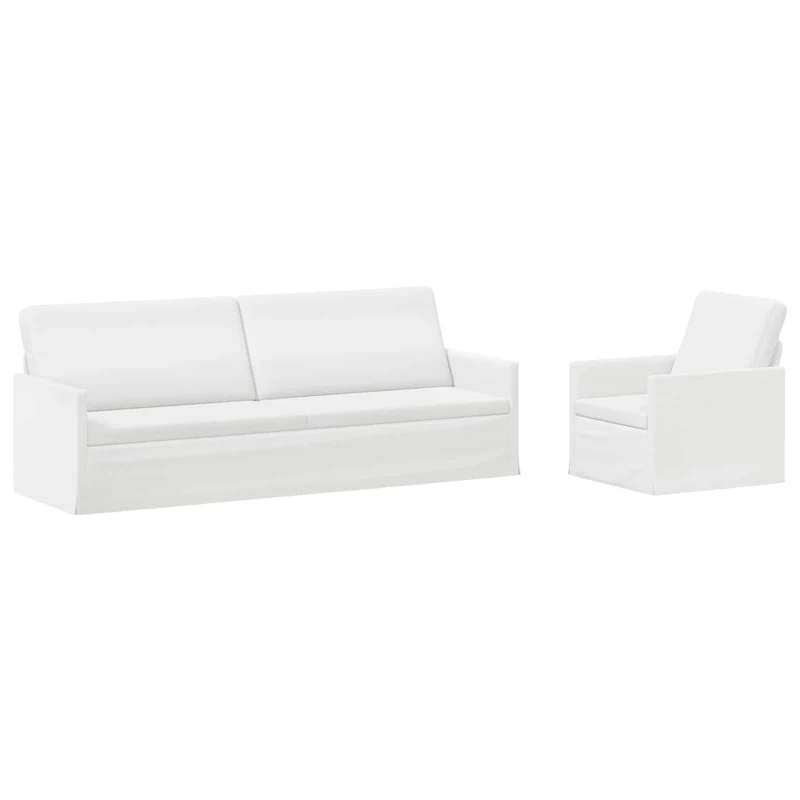 Sofa Set 2 pcs White Fabric