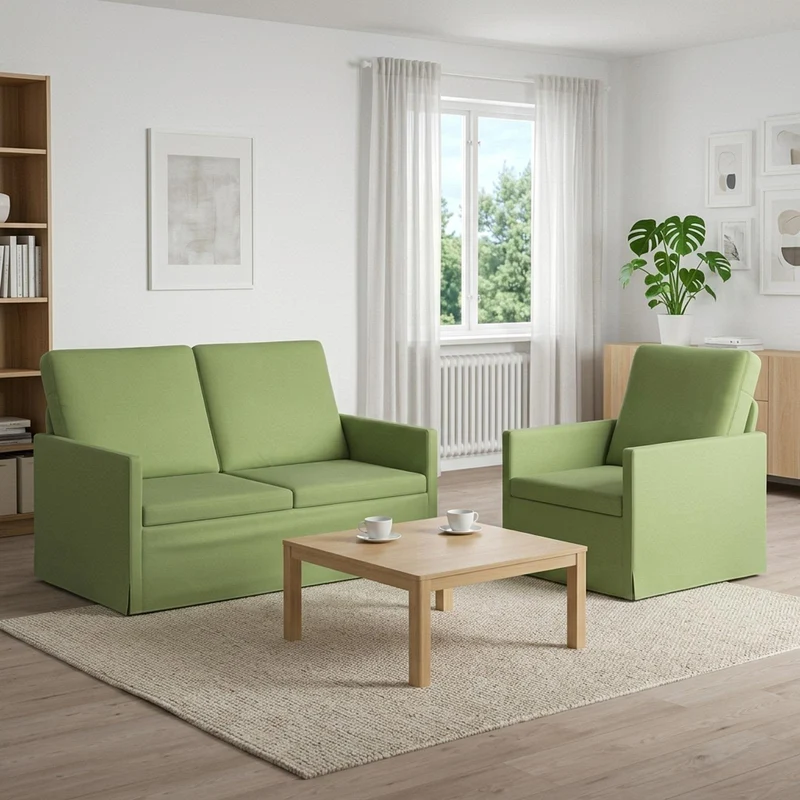 Sofa Set 2 pcs Light Green Velvet