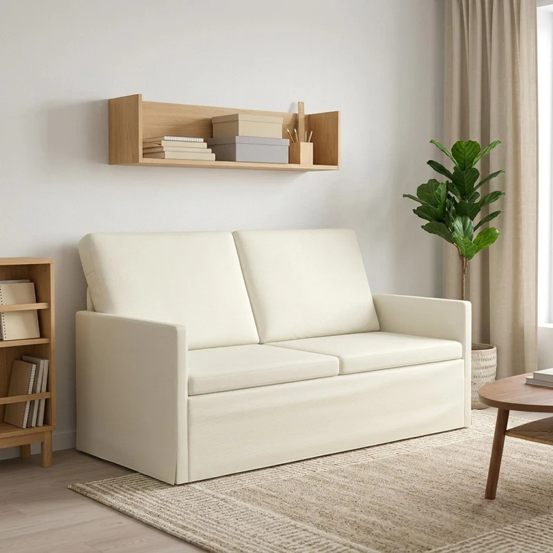 2 Seater Sofa Cream 150 x 81 x 82 cm Corduroy Fabric
