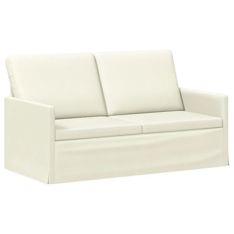 2 Seater Sofa Cream 150 x 81 x 82 cm Corduroy Fabric