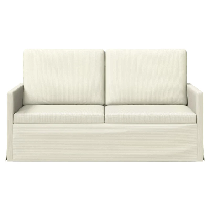 2 Seater Sofa Cream 150 x 81 x 82 cm Corduroy Fabric