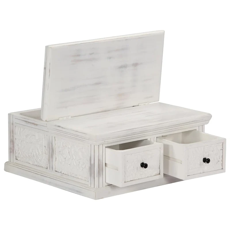Coffee Table White 70x70x30 cm Solid Mango Wood