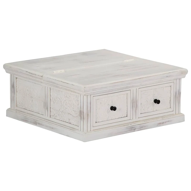 Coffee Table White 70x70x30 cm Solid Mango Wood