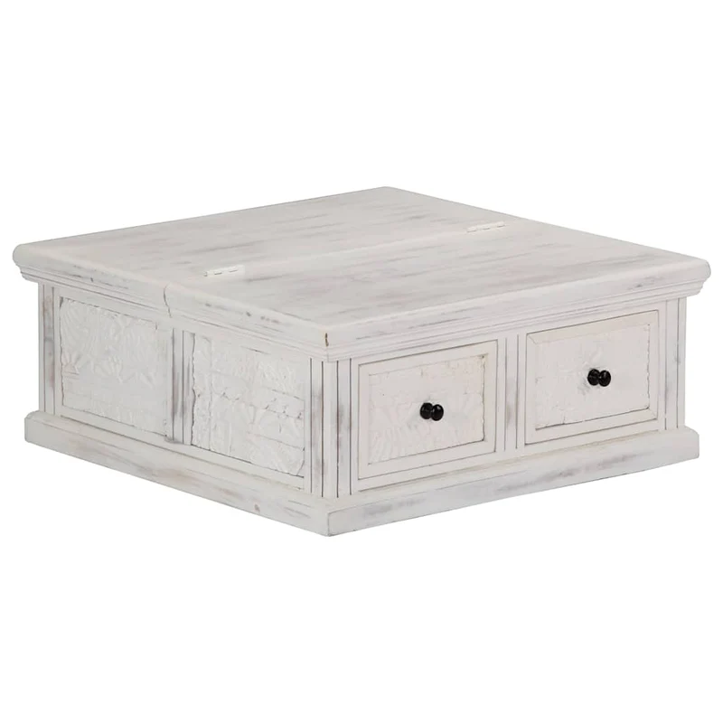 Coffee Table White 70x70x30 cm Solid Mango Wood