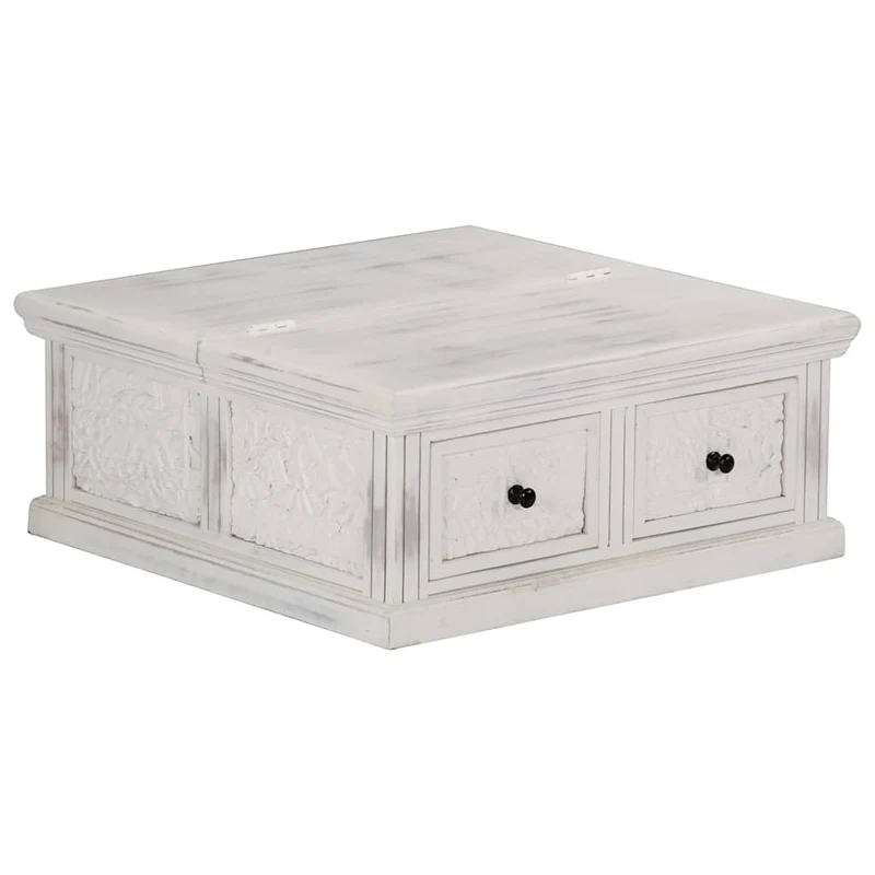 Coffee Table White 70x70x30 cm Solid Mango Wood