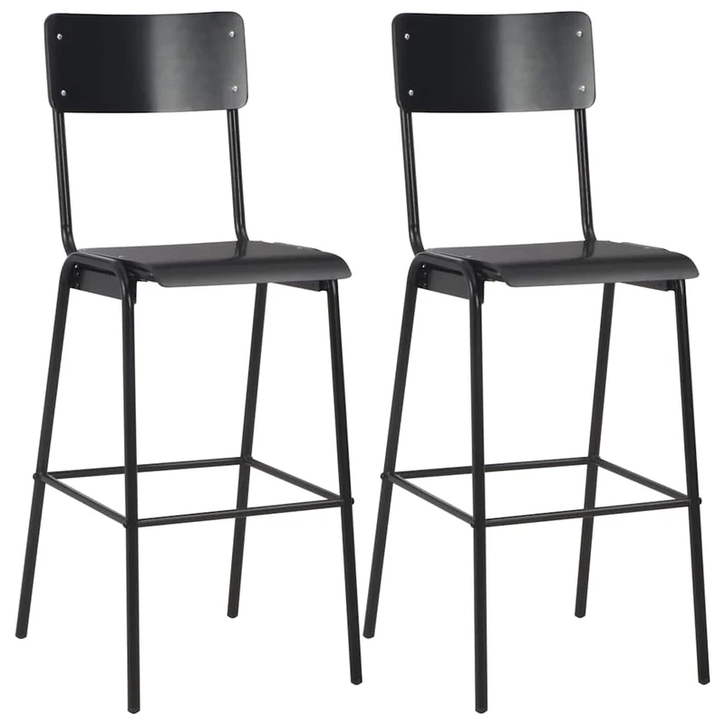 3 Piece Bar Set Steel Black
