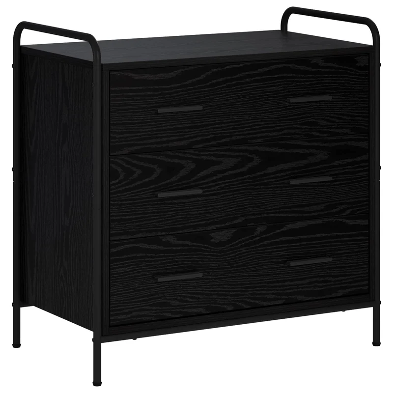 Drawer Cabinet Black Oak 70 x 39.5 x 71 cm Engineered Wood