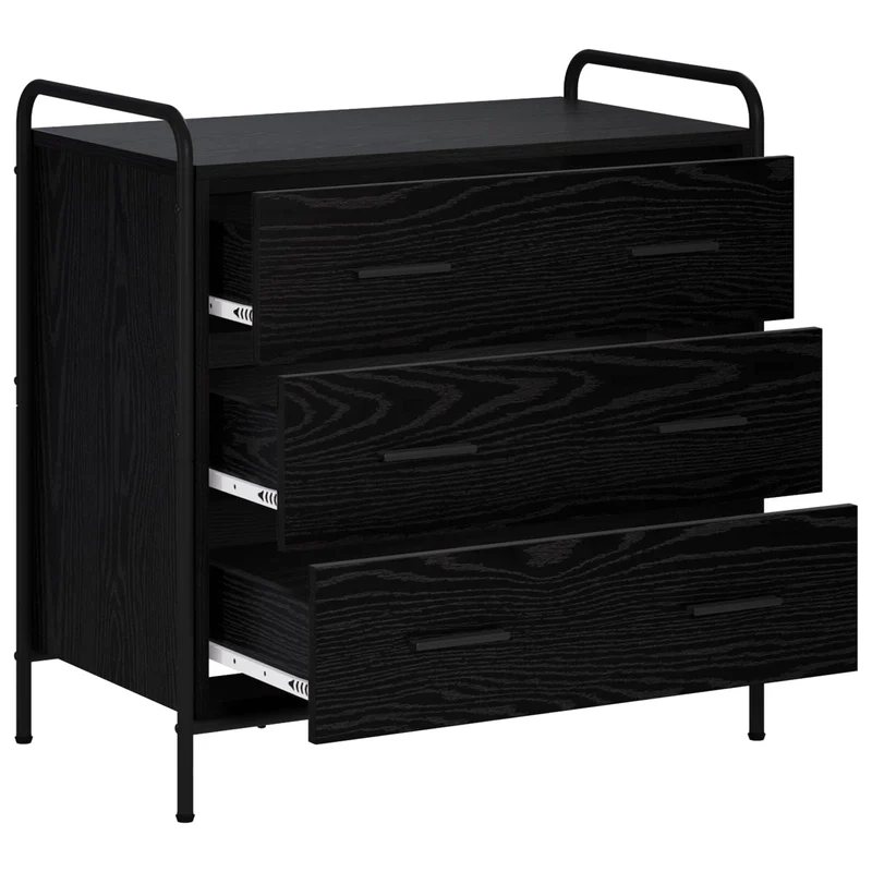 Drawer Cabinet Black Oak 70 x 39.5 x 71 cm Engineered Wood