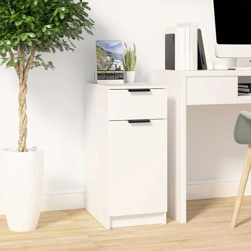 Desk Cabinet White 33,5x50x75 cm Engineered Wood