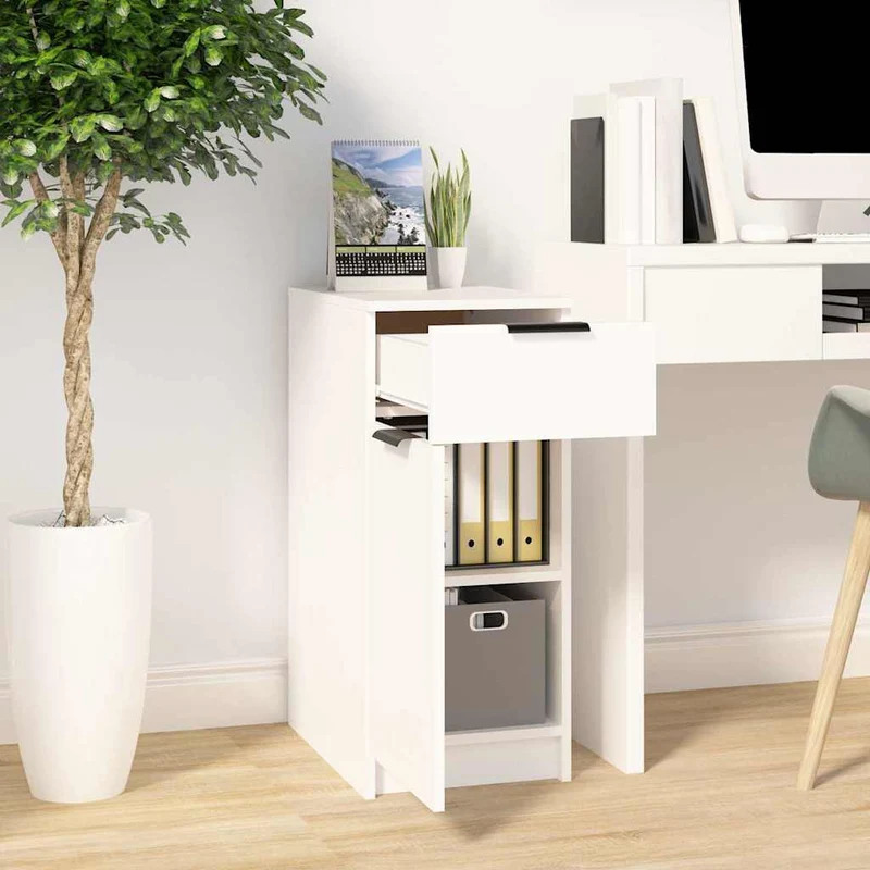 Desk Cabinet White 33,5x50x75 cm Engineered Wood