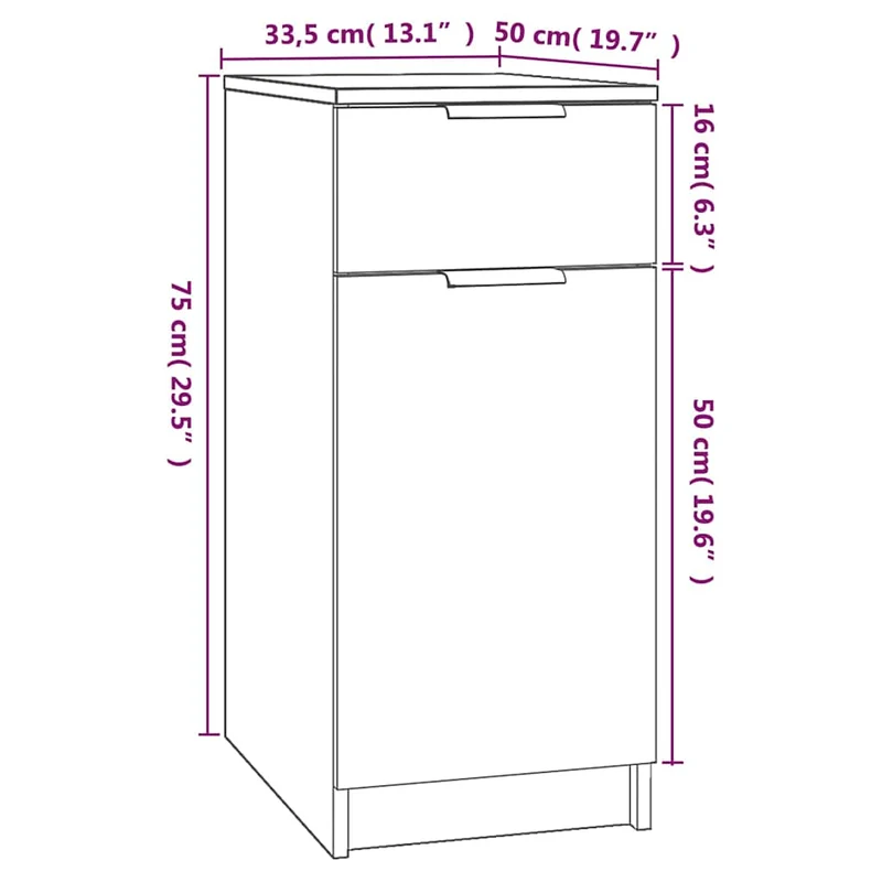Desk Cabinet Sonoma Oak 33,5x50x75 cm Engineered Wood