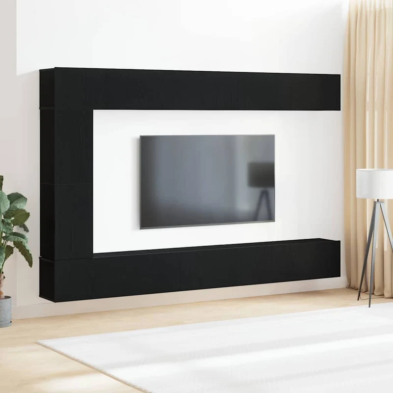 TV Cabinet Set 9 pcs 12.01 x 11.81 x 43.31 in Black Oak