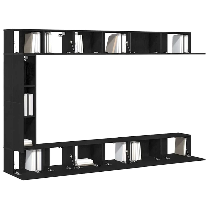 TV Cabinet Set 9 pcs 12.01 x 11.81 x 43.31 in Black Oak